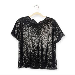NWT Kate Spade New York Black Sequin Bow Top Size M